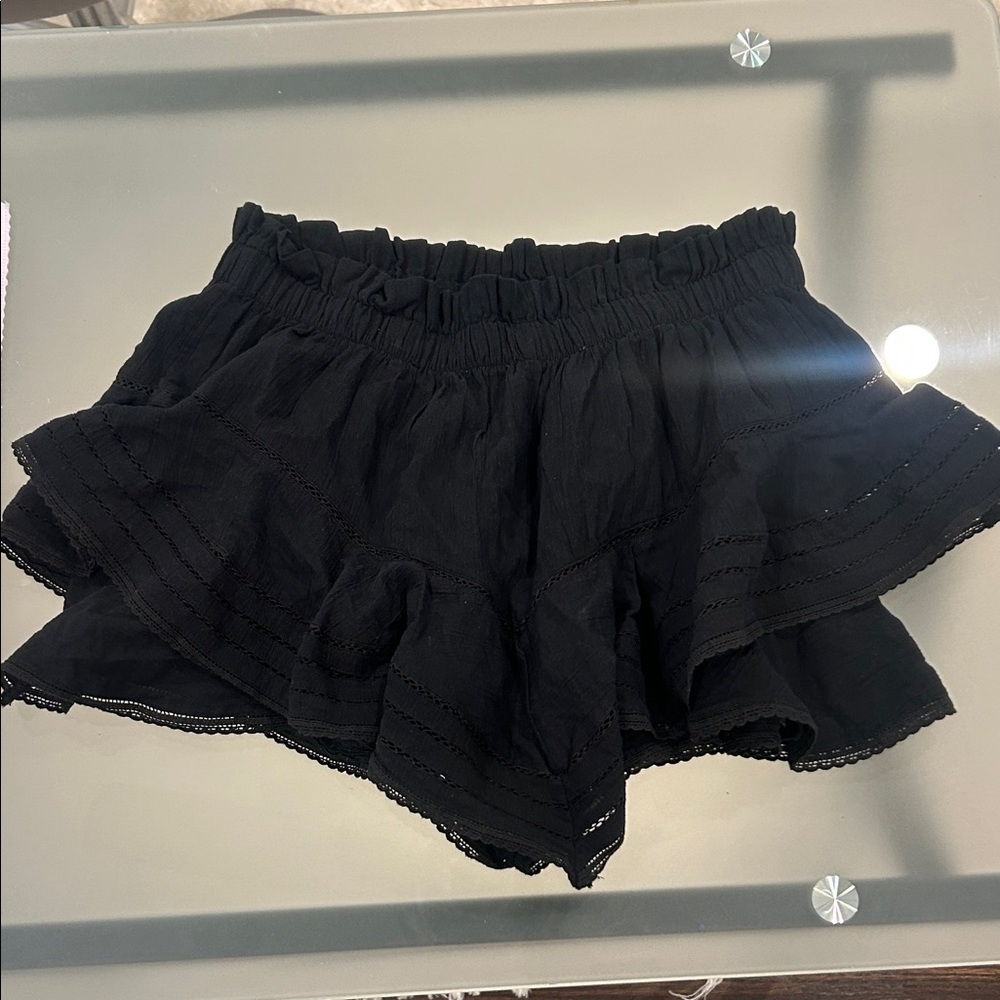 Aerie Charcoal Ruffled Shorts